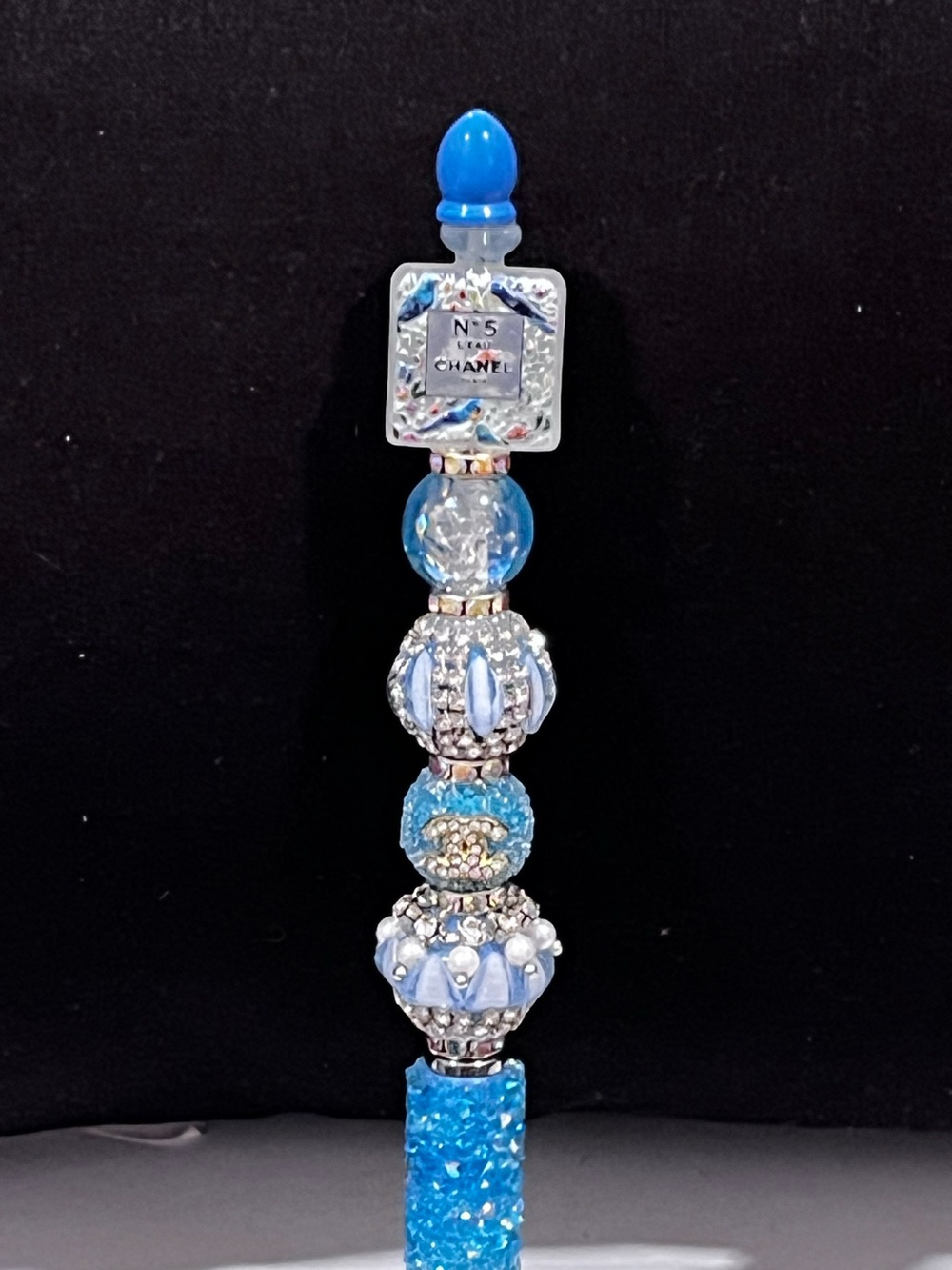 Designer inspired acrylic bird purfume focal fancy beaded stylus pen